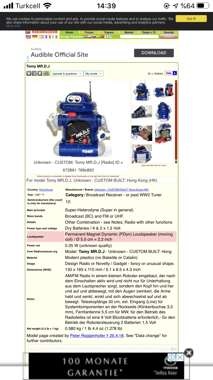 TOMY ROBOT RADIO MR.D.J (1987) - Görsel 2